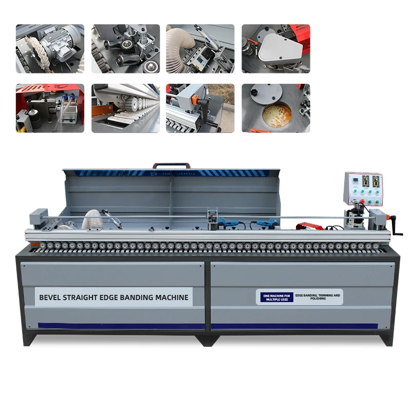 Industrial 45 Degree Bevel and Straight Edge Banding Machine with Pre-Milling. Gluing. Trimming and Polishing